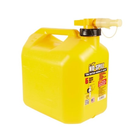 No-Spill Gas Can, Polyethylene, 5 gal, Diesel, Yellow 1467S